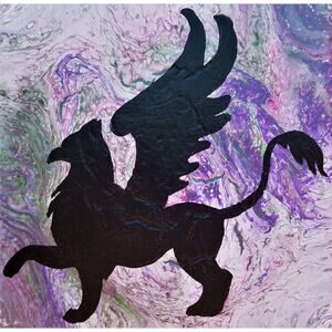 Art Print from my Original Work 8" x 8" "Hippogriff Silhouette" Acid Free Stock
